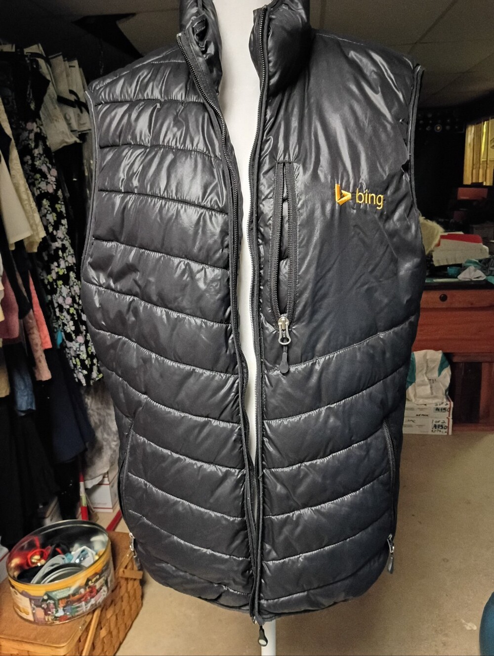 A249 Bing Logo Black Quilted Puffer Vest